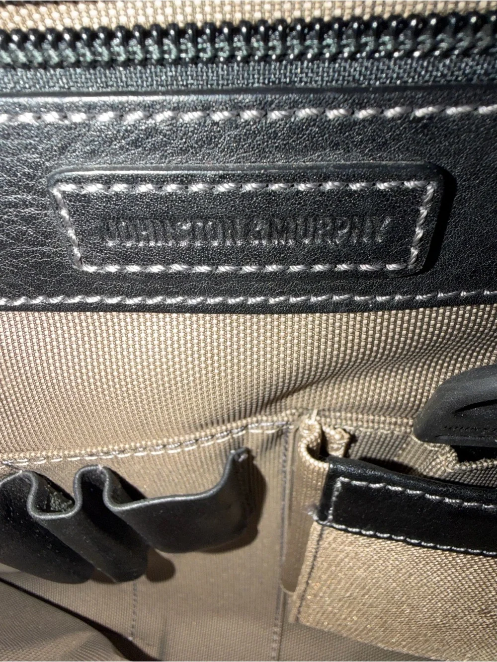 Johnston & Murphy Leather Flapover Briefcase Black Laptop Messenger Bag Shoulder